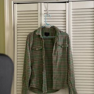 Lucky Brand Green and Red Plaid Shirt